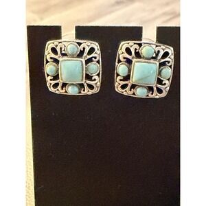Vintage Sterling Silver 925 CFS Turquoise Earrings #353